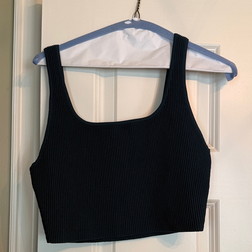 Aritzia Dark Green Ribbed Tank Top